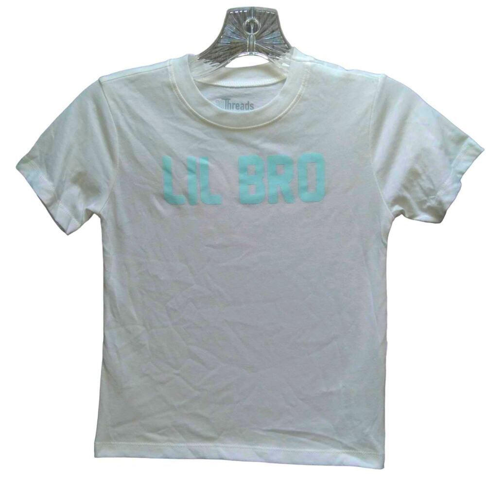 NWT 10Threads "Little Brother" T-Shirt Boys Size 5 | White Baby Blue Graphic Tee